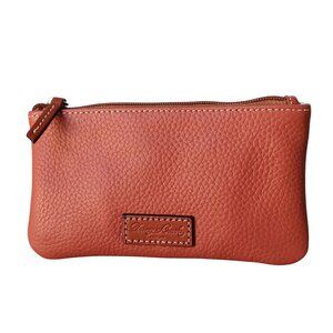 Dooney & Bourke Leather Zip Caramel Clutch Pouch